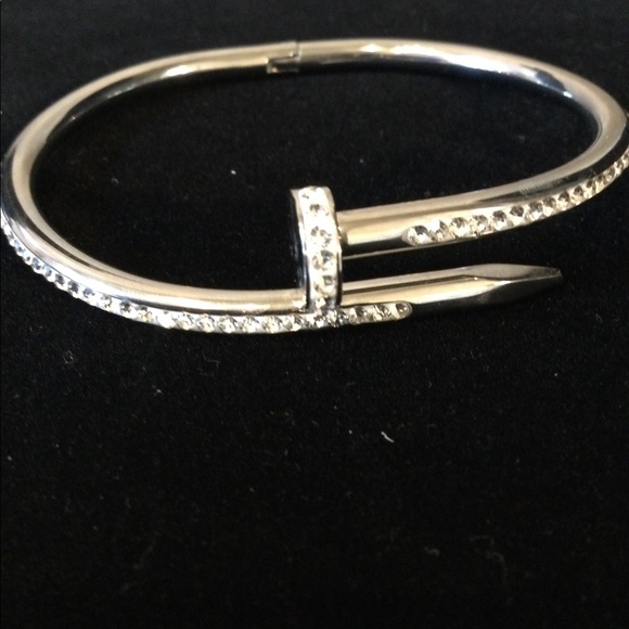 Jewelry - NEW-Stainless Steel Crystal Nail Bangle
